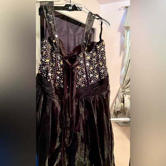 Custom size 20/22 Gown Plus Size Rhinestones Sequin Corset Back Large Bow Formal - Picture 4 of 5